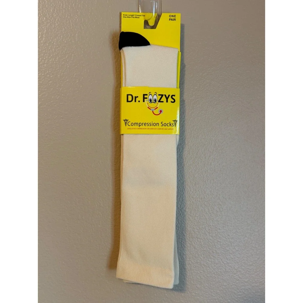 Cream Compression Socks Airline Travel Comfort Sports Knee High Socks Foozys OS